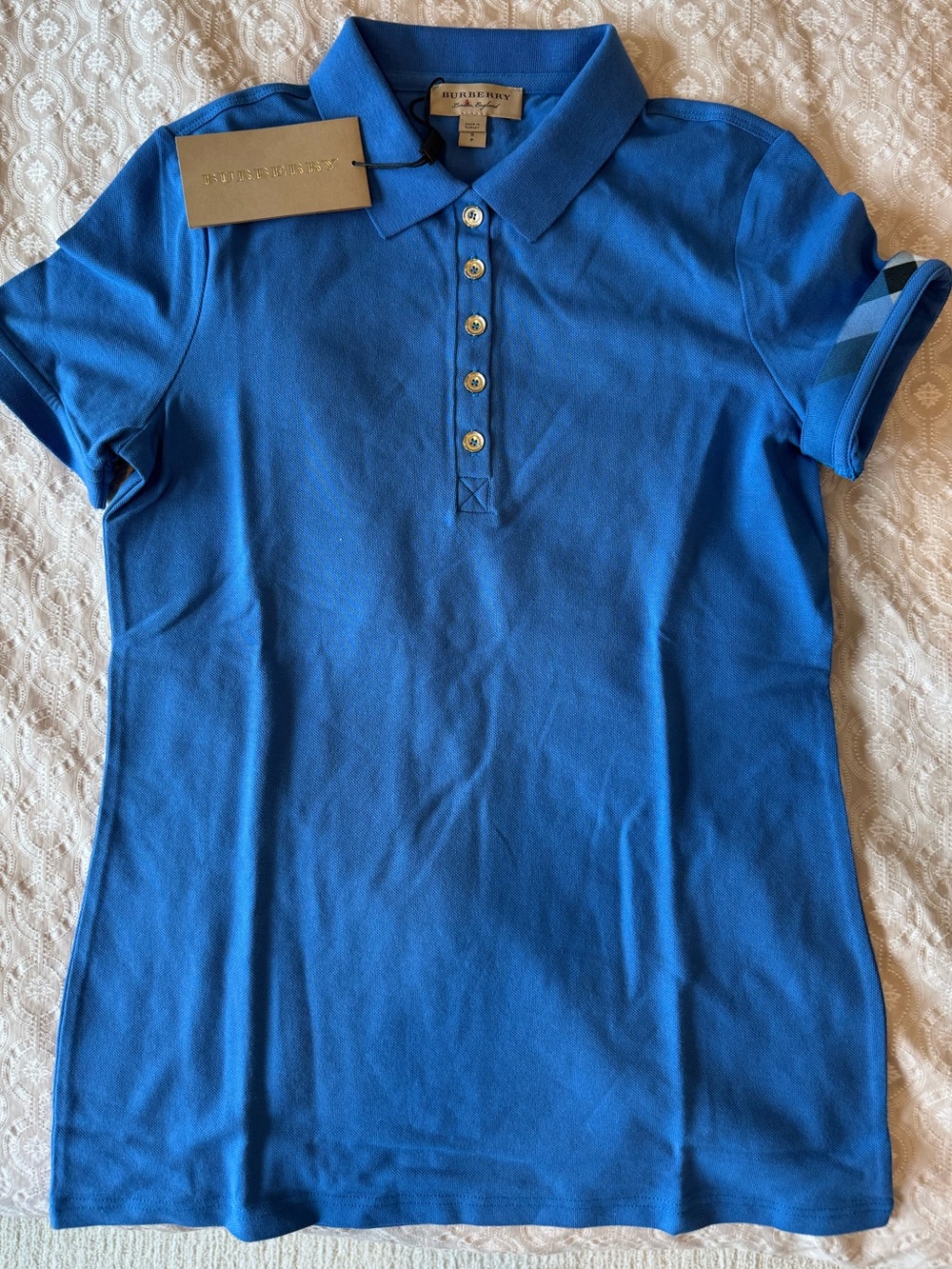 Burberry Women’s Royal Blue Short Sleeve Polo shirt NWT